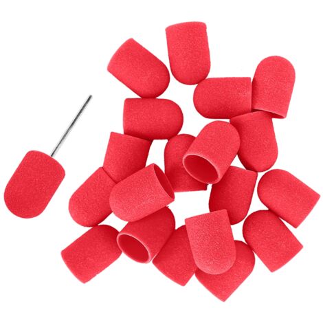 Capuchon Abrasif pour Manucure, Fraises à Poncer et Polir, Lot de Bandes de Ponçage (16 x 25mm) Rouge (1/5)