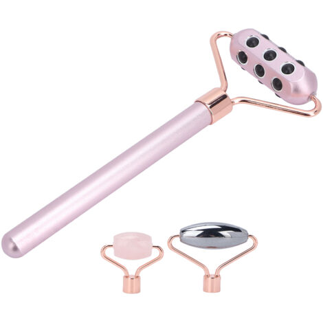 Rouleau de Gua Sha en Quartz Rose avec Germanium pour Soin Anti-Âge et Drainage Lymphatique