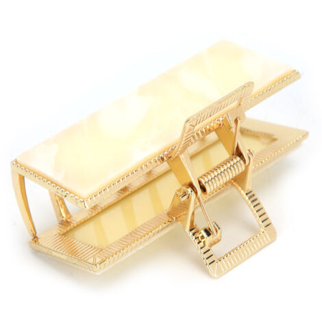 Pince à Cheveux en Acrylique et Métal pour Femme - Barrette Décorative Blanche avec Texture (1/5)