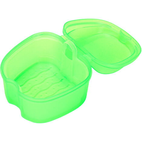 Boîte de trempage pour prothèse dentaire avec filtre - Étui de rangement vert pour dentier (1/5)
