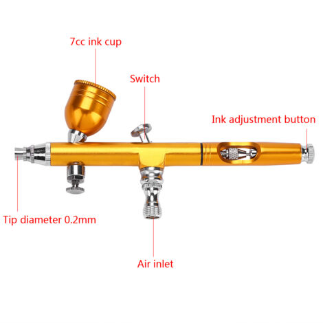 Aérographe de précision 0.2mm pour maquillage professionnel, nail art et décoration pâtisserie (1/5)