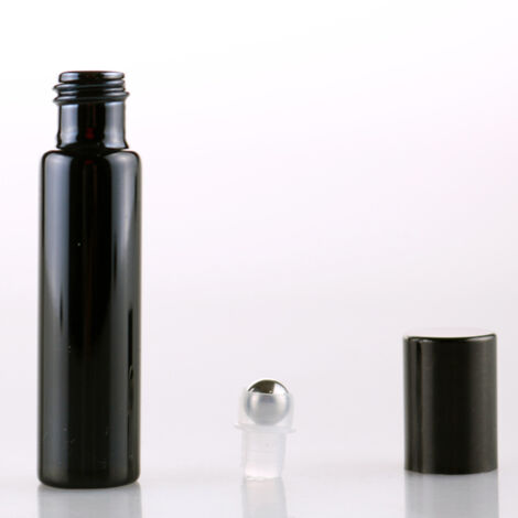 Flacon roll-on rechargeable 5ml en verre pour huiles essentielles et parfums - Léger et portable pour voyage - Lot de 7 pièces noir (1/5)