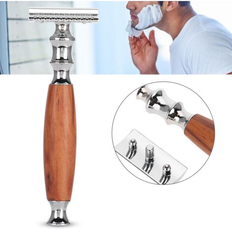 Rasoir de sûreté vintage pour hommes avec manche en bois d'acajou antidérapant (1/5)
