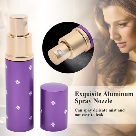 Flacon rechargeable 10ml aluminium, vaporisateur vide portable pour parfum ou lotion violette (1/5)