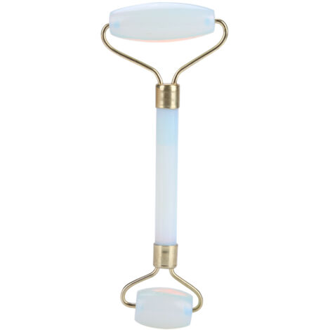 Rouleau de Gua Sha en Jade pour le Visage, Double Tête pour Soins Anti-Rides et Contour des Yeux (Blanc)