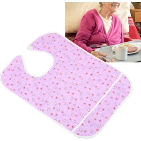 Tablier de protection imperméable adulte pour repas - Modèle floral rose 45 x 65 cm (1/5)