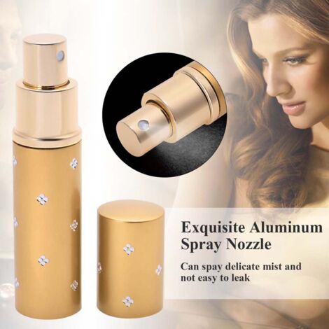 Flacon rechargeable 10ml en aluminium doré, atomiseur vide portable pour parfums et lotions (1/5)