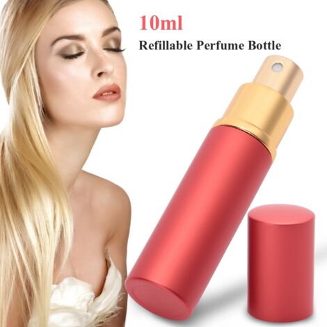 Flacon à parfum rechargeable 10ml portable rouge, atomiseur vide pour parfums et lotions (1/5)