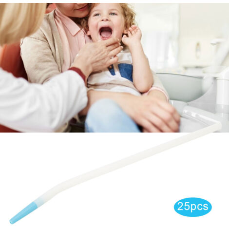 25 embouts d'aspiration dentaire courbés pour implants et soins bucco-dentaires, stérilisables (1/5)