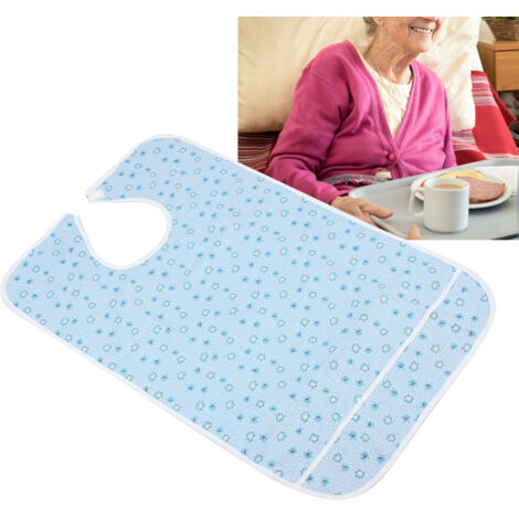 Tablier de protection imperméable pour adultes et seniors, 50x80 cm, motif floral bleu (1/5)