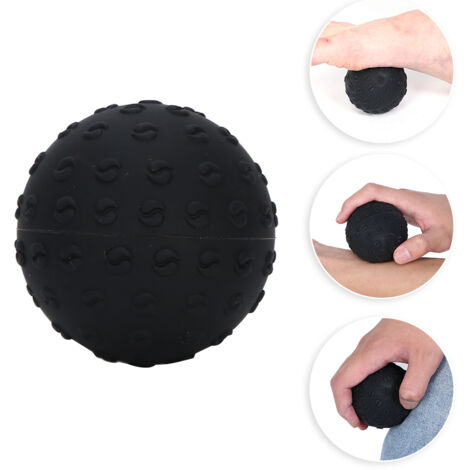 Balle de Massage Myofasciale en Caoutchouc - Récupération Sportive, Détente Musculaire et Stretching - Sphère Noire