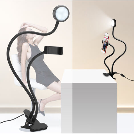 Lampe LED de manucure pliable et réglable pour tatouage et nail art, clip haute luminosité (Noir)