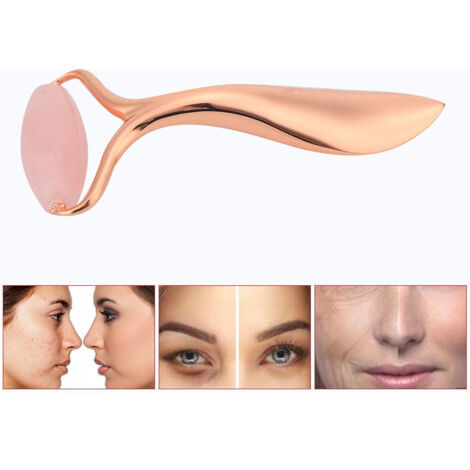 Rouleau de Gua Sha en Quartz Rose pour Soin Anti-Âge et Fermeté de la Peau
