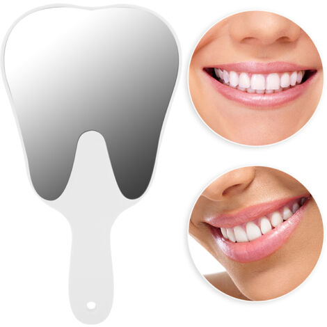 Miroir dentaire blanc avec manche en forme de dent - Accessoire mignon pour soins dentaires (1/5)