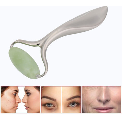 Rouleau de Gua Sha en Pierre de Jade pour le Soin du Visage, Lissage des Rides et Raffermissement de la Peau - Outil de Massage Facial