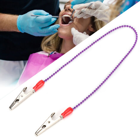 Porte-serviettes dentaire violet 5 pièces avec chaîne à billes en acier souple - Accessoires de cabinet dentaire (1/4)