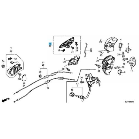 Poignée extérieure de porte gauche avec trou de serrure pour Crz -z Zf1 Zf2 2011-2015 72181--g01zc Lh-- (1/5)