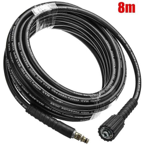 Tuyau d'extension haute pression de 6 à 10 mètres pour nettoyeur haute pression de voiture, raccord rapide pour pistolet de nettoyage Karcher K2 à K5 (8 m). (1/5)