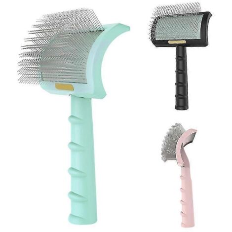 Brosse démêlante en fil métallique pour le toilettage des animaux, outil de massage pour démêler et éliminer les poils morts - Verte (1/5)