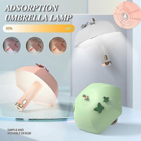 Lampe de chevet magnétique en forme de parapluie, rechargeable par USB, idéale pour le bureau, la cuisine ou tout autre espace de travail. Couleur : blanc. (1/5)