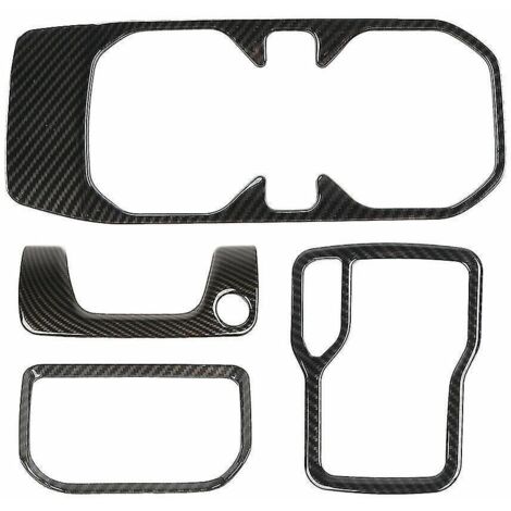 Garniture de cache-trou de serrure pour porte-gobelet de levier de vitesse, accoudoir et boîte à gants pour Wrangler JL JT 2018-2022, ABS et fibre de carbone. (1/5)