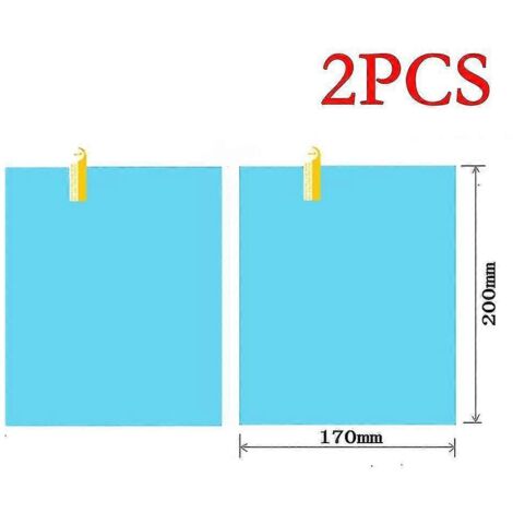 Lot de 2 films adhésifs transparents et imperméables pour rétroviseurs et vitres de voiture (200 mm x 170 mm). (1/5)