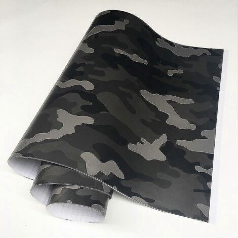Film vinyle camouflage noir 196" x 1968" - Autocollant camouflage numérique pour voiture, vélo, ordinateur portable, moto - 50 cm x 100 cm - Gris/Noir (1/5)