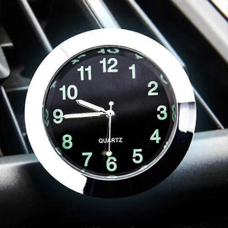 Horloge à quartz pour grille d'aération de voiture Eafc, mini montre intérieure lumineuse à aiguilles numériques, ornement décoratif élégant -- (1/5)