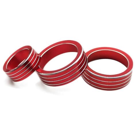 3 anneaux de protection rouges pour bouton de commande de volume de climatisation pour Ford Forester XV 2018-2023, bouton de console centrale R-- (1/5)