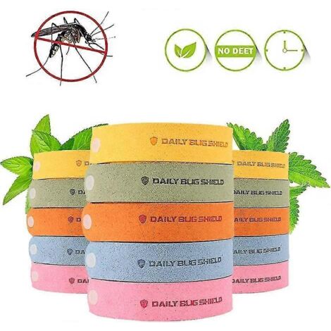 Bracelets anti-moustiques 5 couleurs, sans DEET, ajustables, sûrs pour enfants et adultes, résistants à l'eau et durables. (1/5)
