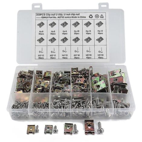300 clips de fixation métalliques à ressort couleur bronze pour voiture, écrous en fer, base de vis à tête pointue pour panneau de porte -- (1/5)
