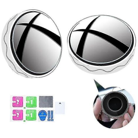 Lot de 2 rétroviseurs d'angle mort ronds et convexes pour voitures, camions et motos - Accessoires auto - Ventouse blanche (1/5)
