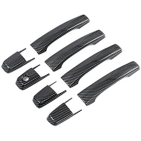 8 pièces de garniture de cadre de poignée de porte latérale extérieure en fibre de carbone pour Pajero 2007-2019--