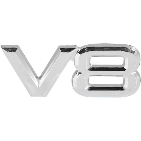 Autocollants 3D chromés pour voiture V8, 7,5 x 3,5 cm (1/5)
