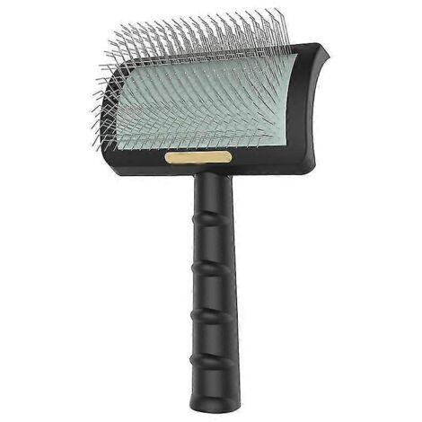 Brosse démêlante métallique pour animaux de compagnie, outil de massage pour démêler et éliminer les poils morts - Noir (1/2)