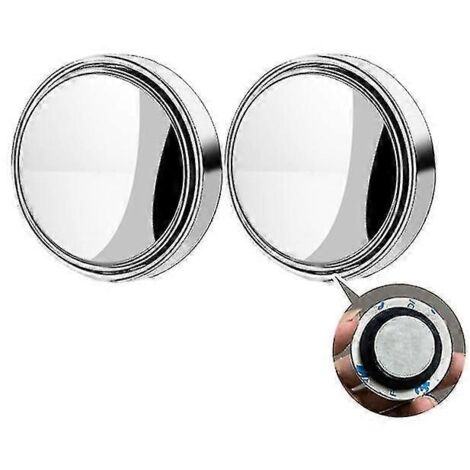Nouveau lot de 2 rétroviseurs auxiliaires à ventouse pour voiture, rotation à 360°, grand angle, cadre rond, avec surveillance des angles morts - 2 pièces argentées B (1/5)