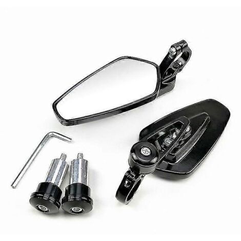 1 paire de rétroviseurs latéraux universels pour moto, en aluminium noir, de 78 pouces (22 mm), à fixer en bout de guidon. (1/5)