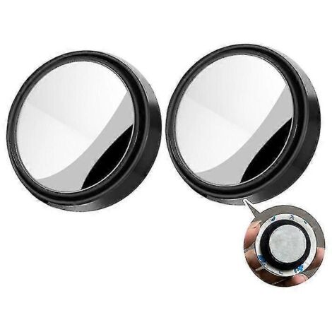 Nouveau lot de 2 rétroviseurs auxiliaires à ventouse pour voiture, rotation à 360°, grand angle, cadre rond, avec surveillance des angles morts - Noir (2 pièces) (1/5)