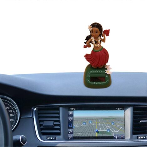 Ornement de voiture fille hawaïenne, poupée à tête tremblante, alimentée à l'énergie solaire, décoration de voiture - D (1/5)