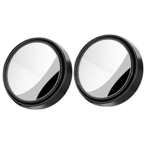 2 rétroviseurs d'angle mort ronds convexes pour voiture, grand angle, réglables à 360°, transparents, pour une sécurité accrue au volant - 2 pièces noires (1/5)