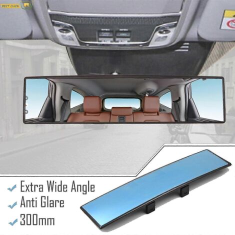 Rétroviseur intérieur universel pour voiture, anti-éblouissement, grand angle, surface bleue, accessoires auto - 300 mm (1/4)
