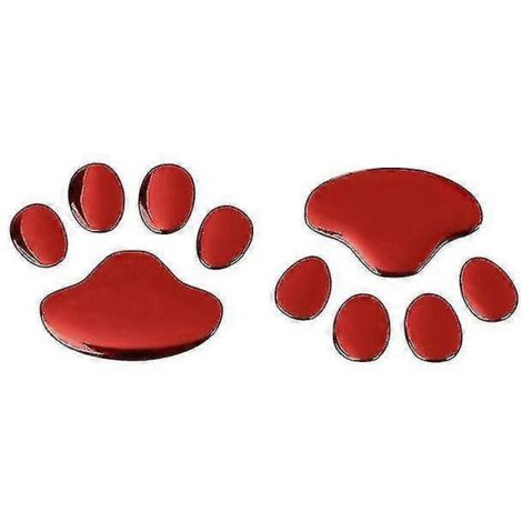 Lot de 2 autocollants auto pour voiture, motif patte d'animal 3D (chien/chat), en PVC rouge. (1/5)