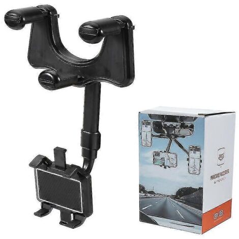 Support de téléphone universel pour rétroviseur de voiture à 360° avec fixation GPS intégrée, support télescopique pivotant et réglable - Standard (1/5)
