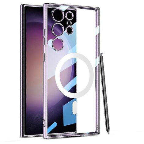 Étui transparent MagSafe compatible avec Samsung Galaxy S23 Ultra, étui fin et antichoc - stylet non inclus - Violet (1/5)