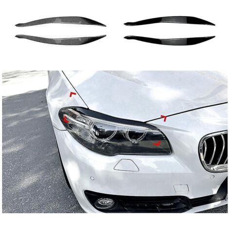 Pour BMW Série 5 F10 F11 (modèles ultérieurs 2015-2017) : cache-phare avant en fibre de carbone, bandeau de protection, contour de phare. (1/5)