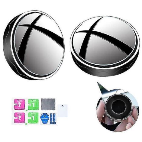 Lot de 2 rétroviseurs d'angle mort ronds et convexes pour voitures, camions et motos - Accessoires auto - Ventouse noire (1/5)