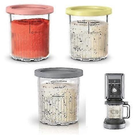 Pots à glace et couvercles de rechange compatibles avec les sorbetières Ninja Creami Pints séries NC500 et NC501 – 4 couleurs (1/5)