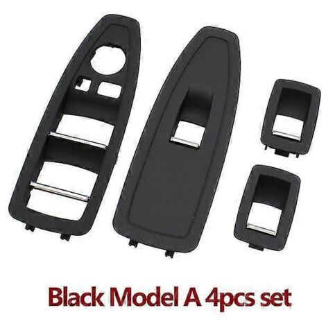 Garniture de panneau de commande de lève-vitre en fibre de carbone beige et noire pour portières intérieures de BMW Série 1, 3 et 4 (F20, F30, F31, F34, F35) - Kit noir pour modèle A (1/5)