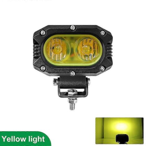 Phare LED Braveway (1 pièce) pour voiture, moto, camion, tracteur, remorque, SUV, quad, feu de travail LED tout-terrain 12 V/24 V, antibrouillard - Jaune 12D (1/4)