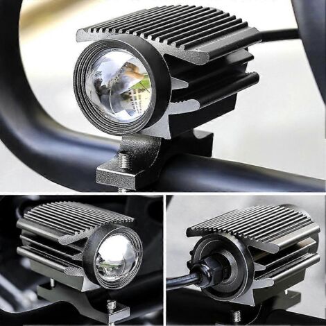 Phare LED universel 12-85 V pour moto, étanche, avec projecteur antibrouillard et lentille de projection – 1 pièce (1/4)